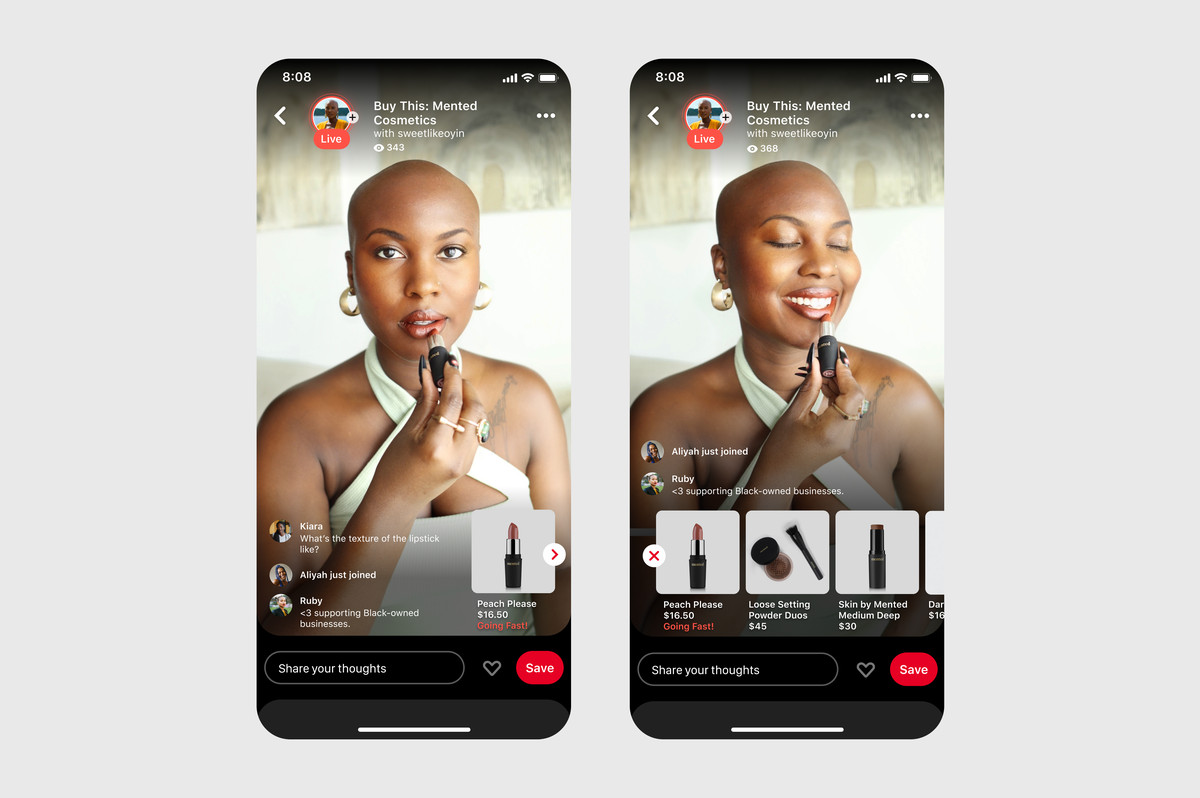 Pinterest live shopping show