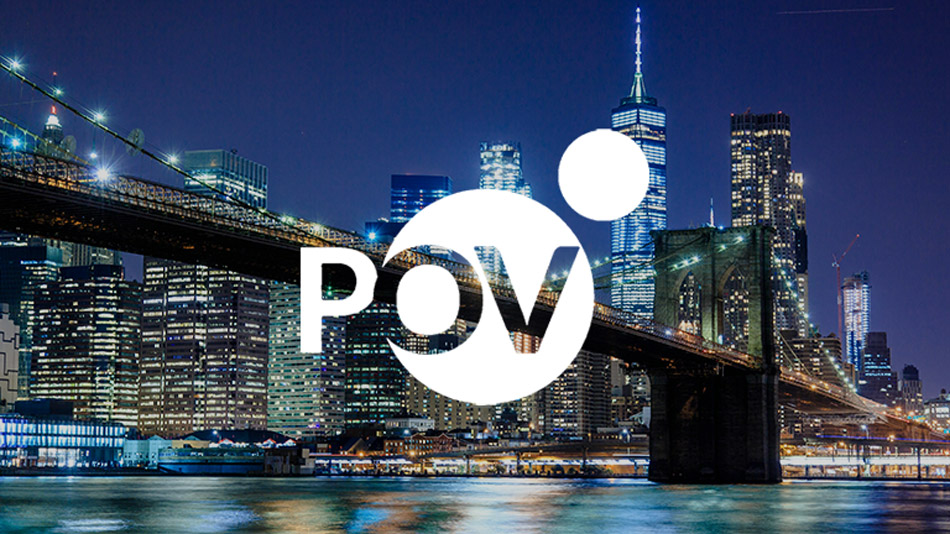 Point of view graphic over city landscape